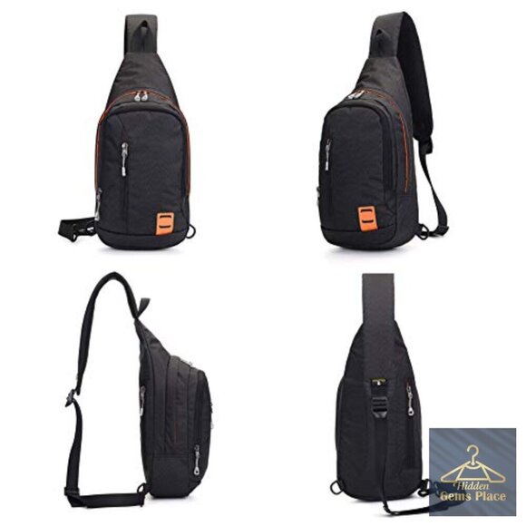 Small Waterproof Sling Backpack Crossbody Daypack with 8 Pockets